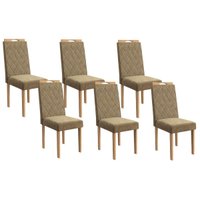 Cadeira de Cozinha 2CAD153EA Kit 6 Un Eucalipto/Suede Bege A036 - Kappesberg