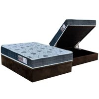 Cama Box Baú Casal: Colchão Ortopédico Orthoflex D45 / EP Cecina + Base CRC Suede Brown(138x188)