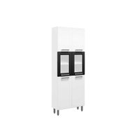 Cristaleira de Cozinha Paneleiro Múltipla 6037 c/ 6 Portas (2 c/ Vidro) 70cm Branco/Preto - Bertolini