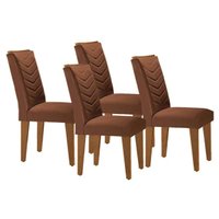 Cadeira de Cozinha Londrina Kit 4 Un Capuccino/Suede Marrom - Rufato