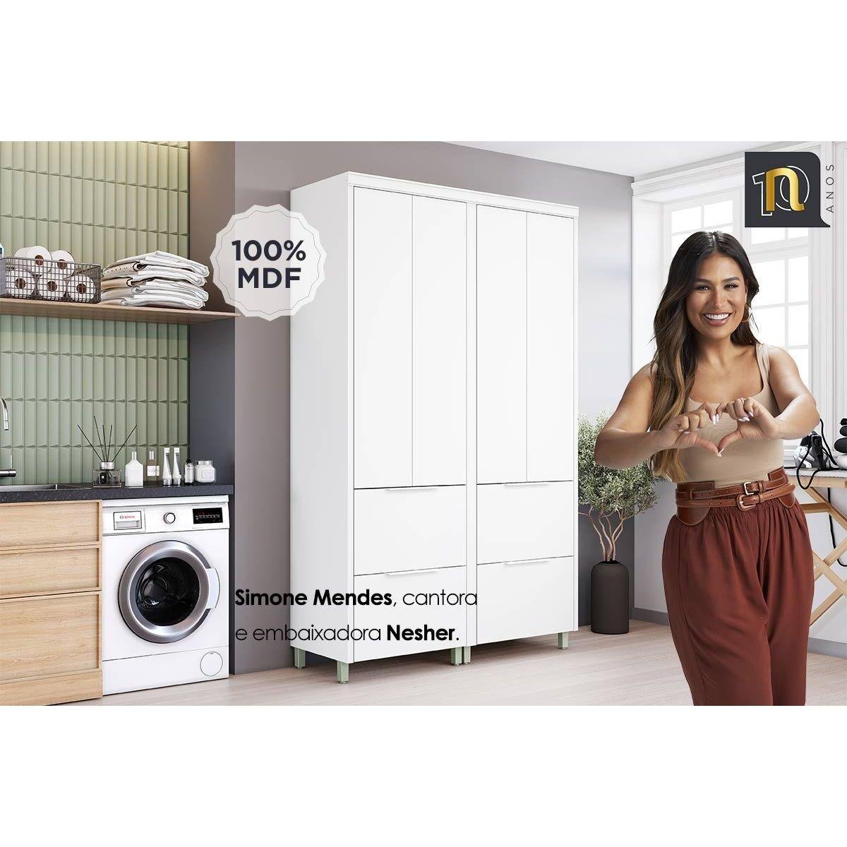 Armário Multiuso Lavanderia Marquesa c/ 4 Portas e 4 Gavetas 140cm