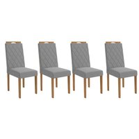 Cadeira de Cozinha 2CAD152EA Kit 4 Un Eucalipto/Linho Cinza A056 - Kappesberg