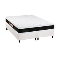 Cama Box King: Colchão Espuma Castor D45 Black e White AIR Double Face + Base CRC Courano White(193x203)