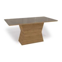 Mesa p/ Cozinha Tilia c/ Tampo Madeirado c/ Vidro 160x90cm Freijo/Bronze - Kappesberg
