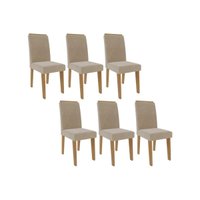 Cadeira de Cozinha Taís Kit 6 Un Savana/Nature-Suede Nude Bege - Cimol