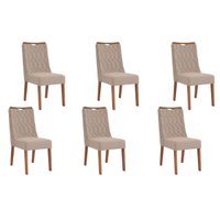 Cadeira de Cozinha Bia Kit 6 Un Freijó/Suede Kraft - DJ Móveis