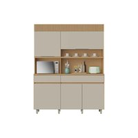 Kit de Cozinha Compacta Realeza c/ 5 Portas e 2 Gavetas 160cm Carvalho/Cinza - Nesher