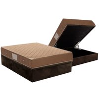 Conjunto Box Baú Casal: Colchão Molas Ortobom Nanolastic Orthotel + Base CRC Suede Brown (138x188)