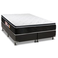 Conjunto Box Queen: Colchão Espuma Castor D33 Black e White + Base CRC Suede Black (158x198)