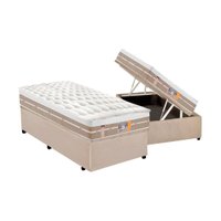 Cama Box Solteiro: Colchão Molas Ensacadas Castor Silver Star Air One Face + Base CRC Suede Clean(88x188)
