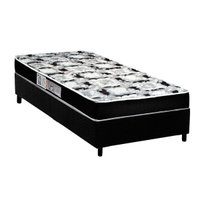 Conjunto Box Solteiro: Colchão Espuma Luckspuma Roland Garros Pro + Base CRC Suede Black (88x188)