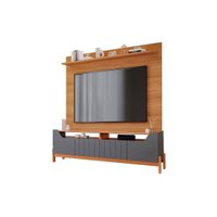 Rack Bancada c/ Painel p/ TV até 70 Pol Moema/Sotile 4 Portas e Pés 180x197cm Grafite/Nature - Permóbili