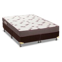 Conjunto Box Queen: Colchão Espuma Ortobom D28 Light + Base CRC Suede Brown (158x198)