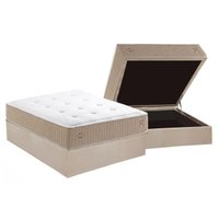 Conjunto Box Baú Casal: Colchão Molas Herval Maxspring Crown Comfort C1631 + Base CRC Suede Clean (138x188x32)