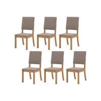 Kit 6 Cadeiras Sala Jantar Milla 6 Un Nature/Suede Light Marrom Amêndoa - Henn
