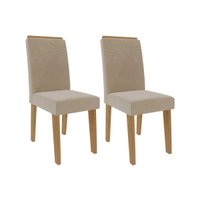 Cadeira de Cozinha Taís Kit 2 Un Madeirado/Suede Nude Bege - Cimol