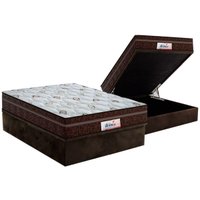 Cama Box Baú Casal: Colchão Molas Probel Ensacadas ProDormir Miami + Base CRC Suede Brown(138x188)