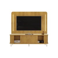 Home p/ TV até 75 Pol Atlas Ripado c/ 2 Portas 218x62cm Off White - DJ Móveis
