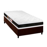 Cama Box Solteiro: Colchão Espuma Castor D45 Black e White AIR Double Face + Base CRC Suede Brown(88x188)