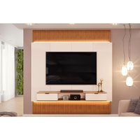 Home p/ TV até 85 Polegadas Hit 2290 100% MDF Extensível c/ Led de 240 a 290cm Freijó/Off White - DJ Móveis