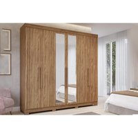 Guarda Roupa 6 Portas (2 c/ Espelho) e 6 Gavetas c/ Pés Cecilia Cinamomo - Panan