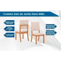 Conjunto: Mesa Sala Jantar Orus c/ Tampo Madeirado 120x80cm e 4 Cadeiras Milla Nature/Off White - Suede Marrom - Henn