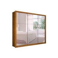 Guarda Roupa 3 Portas de Correr c/ Espelho e 4 Gavetas Veneza Gold Naturale - Rufato
