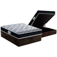 Cama Box Baú Casal: Colchão Anatômico Probel D33 Firmepedic ProDormir Advanced Tech1500 + Base CRC Suede Brown (138x188)