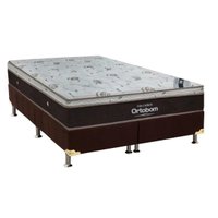 Conjunto Box Queen: Colchão Molas Ortobom SuperPocket Sleep King + Cama Box Suede Brown (158x198)