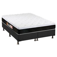 Cama Box King: Colchão Espuma Castor D45 Black e White AIR + Base CRC Suede Gray(193x203)