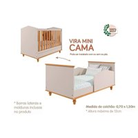 Berço / Mini Cama Infantil Mimo Off White/Nature - Permóbili Baby