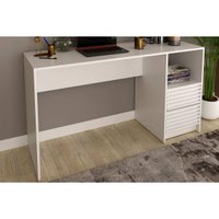 Mesa Computador Escrivaninha c/ Gaveteiro Ripado ME4174 Branco - Tecno Mobili