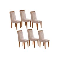 Cadeira de Cozinha Amsterdã Kit 6 Un imbuia/Suede Creme - Rufato