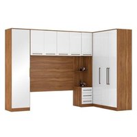 Modulado de Quarto Irlanda 6 Peças (3 Armários + 1 Ponte Aérea + 2 Complementos) QCM163 Amendola/Branco - Demóbile