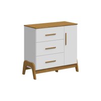 Cômoda Bebê Guti c/ 1 Porta Lisa e 3 Gavetas Branco/Amendoa - Peroba