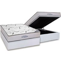 Cama Box Baú Casal: Colchão Espuma D45 Ortobom Hight Foam HR + Base CRC Courano White (138x188)