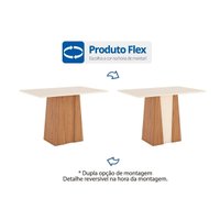 Conjunto: Mesa Sala Jantar Orus c/ Tampo Madeirado 120x80cm e 4 Cadeiras Bella Nature/Off White - Linho Bege - Henn