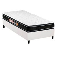 Cama Box Solteiro: Colchão Espuma Castor D33 Black e White Double Face + Base CRC Courano White(88x188)