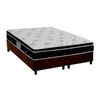 Conjunto Box Queen: Colchão Molas Ortobom Nanolastic Physical + Base CRC Suede Brown (158x198)