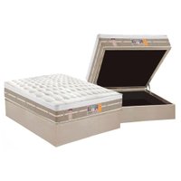 Cama Box Baú Casal: Colchão Molas Ensacadas Castor Silver Star Air + Base CRC Suede Clean(138x188)