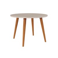 Mesa p/ Cozinha Dani Madeira Maciça c/ Tampo Madeirado c/ Vidro 109cm Madeirado/Off White - Cimol