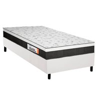 Cama Box Solteiro: Colchão Espuma Plumatex D28/EP Anatômico Falcon Ultra Firme + Base CRC Courano White(88x188)