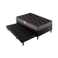 Conjunto Box Solteiro: Colchão Espuma Polar D23 Pérola Gray + Base CRC Rústico Black (88x188)