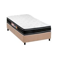Cama Box Solteiro: Colchão Espuma Castor D33 Black e White Double Face + Base CRC Suede Clean(88x188)