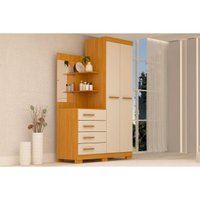 Guarda Roupa 2 Portas e 4 Gavetas c/ 1 Espelho Melissa Nature/Off White - ACP