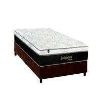 Cama Box Solteiro: Colchão Molas Luckspuma Ensacadas Lucksfaction Viscoelástico + Base CRC Suede Brown(88x188)