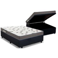 Cama Box Baú Casal: Colchão Espuma Ortobom D33 Light Saúde + Base CRC Suede Black(138x188)
