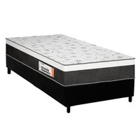 Cama Box Solteiro: Colchão Ortopédico Plumatex D28 Falcon Ultra Firme + Base CRC Suede Black(88x188)