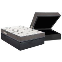 Conjunto Box Baú Casal: Colchão Espuma Ortobom D33 Light Saúde + Base CRC Suede Gray (138x188)