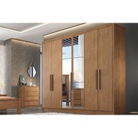 Guarda Roupa 6 Portas (2 c/ Espelho) e 6 Gavetas Rizon/Linea Plus Cumaru - Novo Horizonte